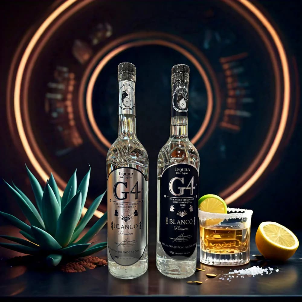 G4 : Crafted with pure, crisp rainwater and natural spring water, G4 Tequilas have an aroma and taste that brings forward pure agave flavor made in harmony with the land.