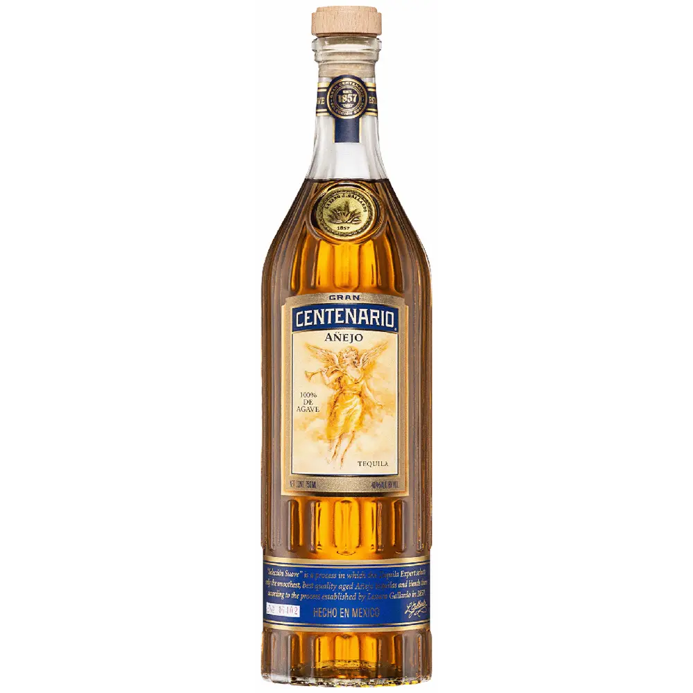 Gran Centenario Añejo — Aged for approximately 16 months in new American oak barrels, showcases the full richness of Blue Weber agave through a silky and refined palate. Notes of vanilla, caramel, toasted oak, and cooked agave come together in perfect balance, creating an elegant and rewarding sipping tequila.