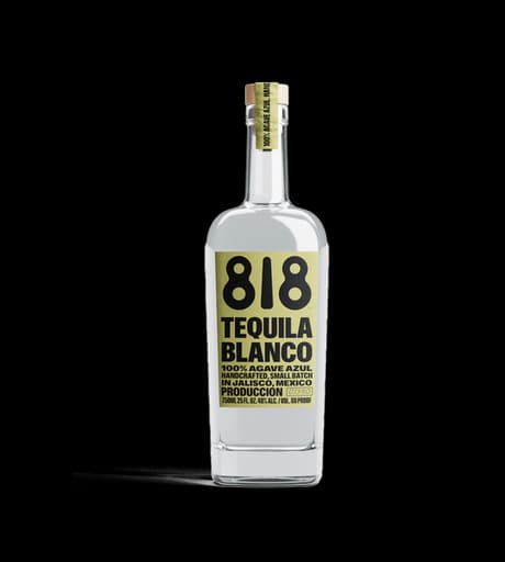 818 Tequila Blanco — Created by Kendall Jenner in partnership with family-owned farms in Jalisco, crafted from 100% Blue Weber agave using traditional Mexican methods. Distilled at a slightly lower ABV to enhance flavor and aroma, then rested for three weeks in oak barrels.