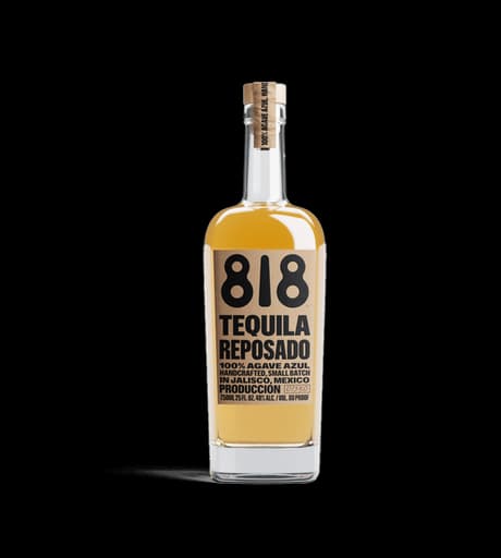 818 Tequila Reposado — Created by Kendall Jenner in partnership with family-owned farms in Jalisco, combines Mexican tradition with modern craftsmanship. Aged for more than three months in French and American oak barrels, this 100% Blue Weber agave tequila reveals indulgent aromas of caramel, vanilla, sweet spices, and dried apricot.