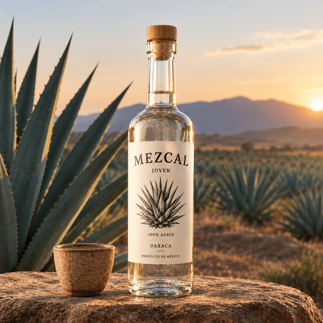 Mezcal Joven (Blanco) — Spiritueux mexicain à base d'agave, généralement non vieilli, qui révèle toute l'expression naturelle de la plante. Explorez ses notes végétales, ses arômes fumés et ses saveurs fraîches et expressives, caractéristiques de ce style traditionnel de mezcal.